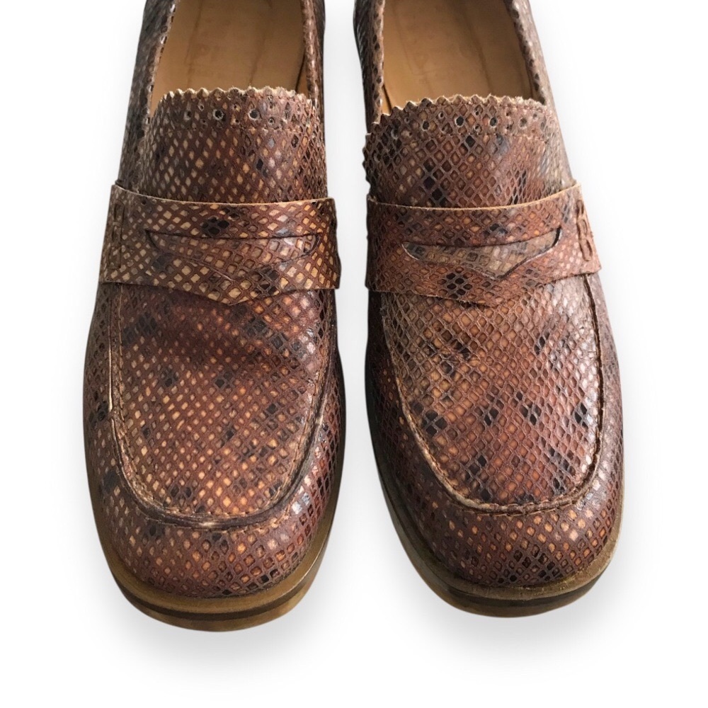 PF16 Paola Ferri Leather Chunky Block Heel Snakeskin Python Loafers EU 40 / US 9 - Picture 12 of 16